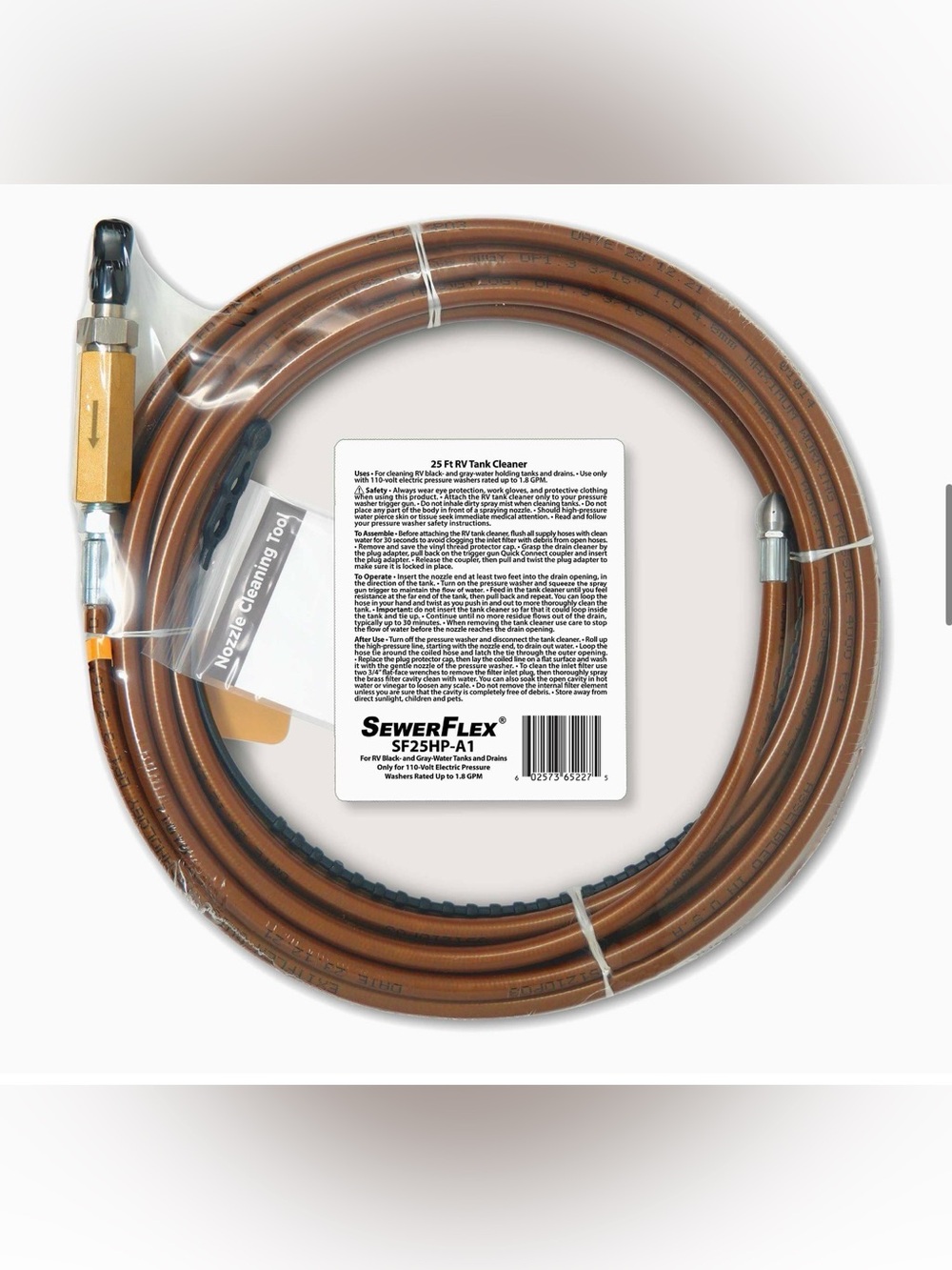 RvTank Cleaner - 25 Ft Hydro-Jetter (ONLY For Your Electric Pressure Washer